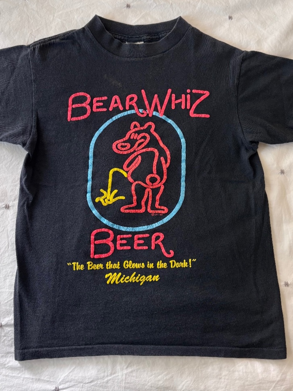 VTG Bear Whiz Beer 1988 Size S Single Stitch Women's/Juniors Black T Shirt HTF